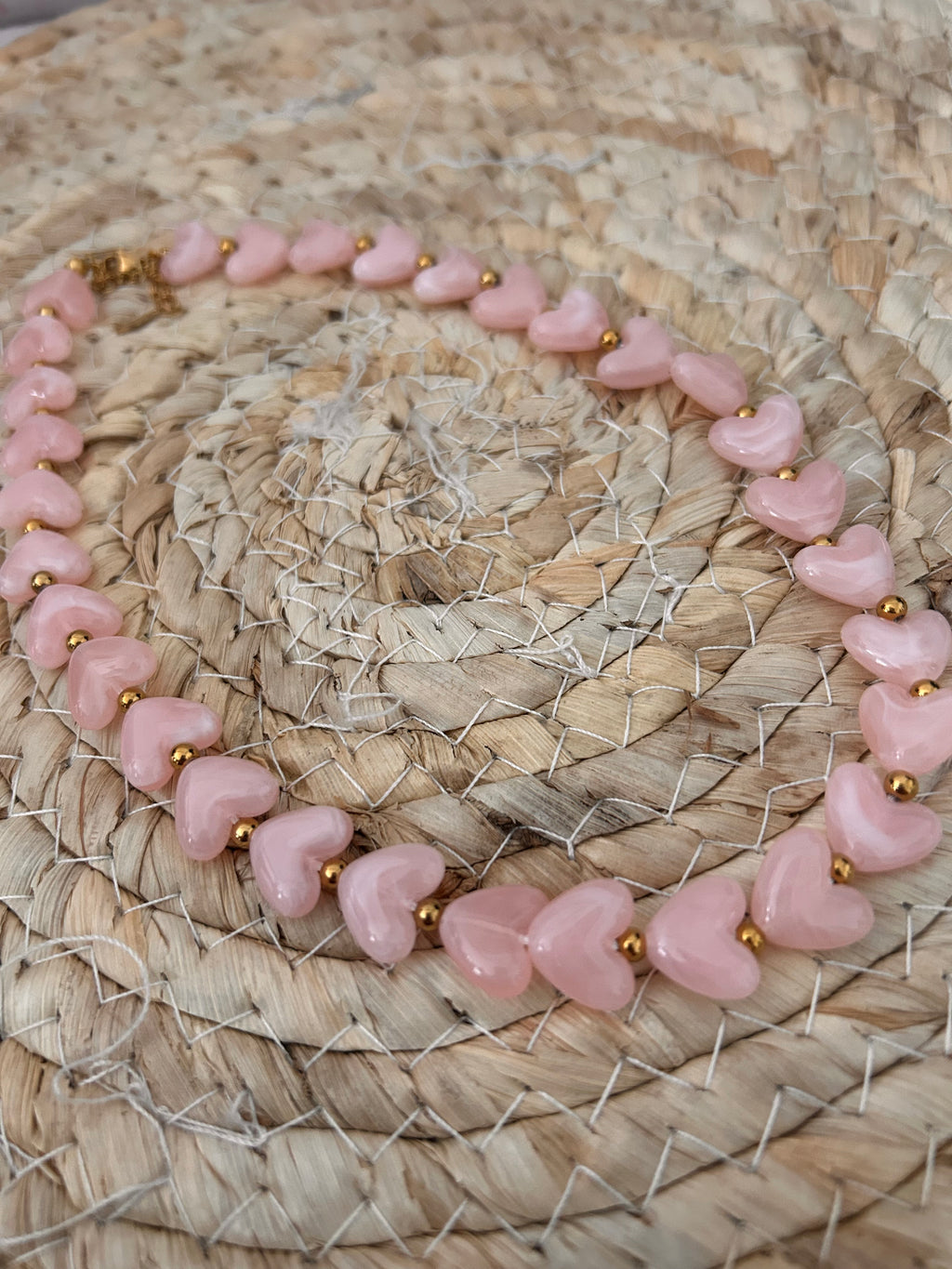 Heart necklace light pink