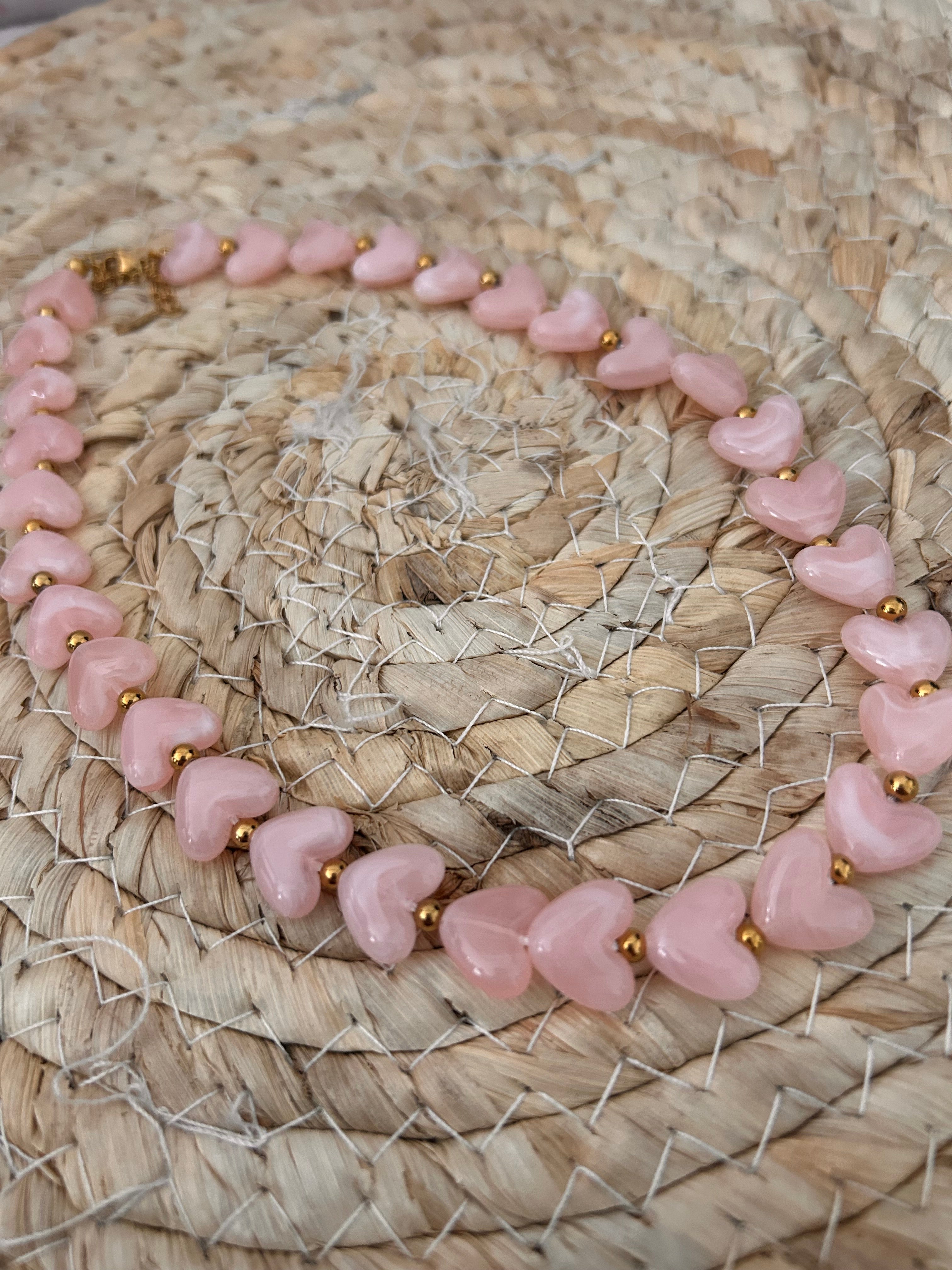 Heart necklace light pink