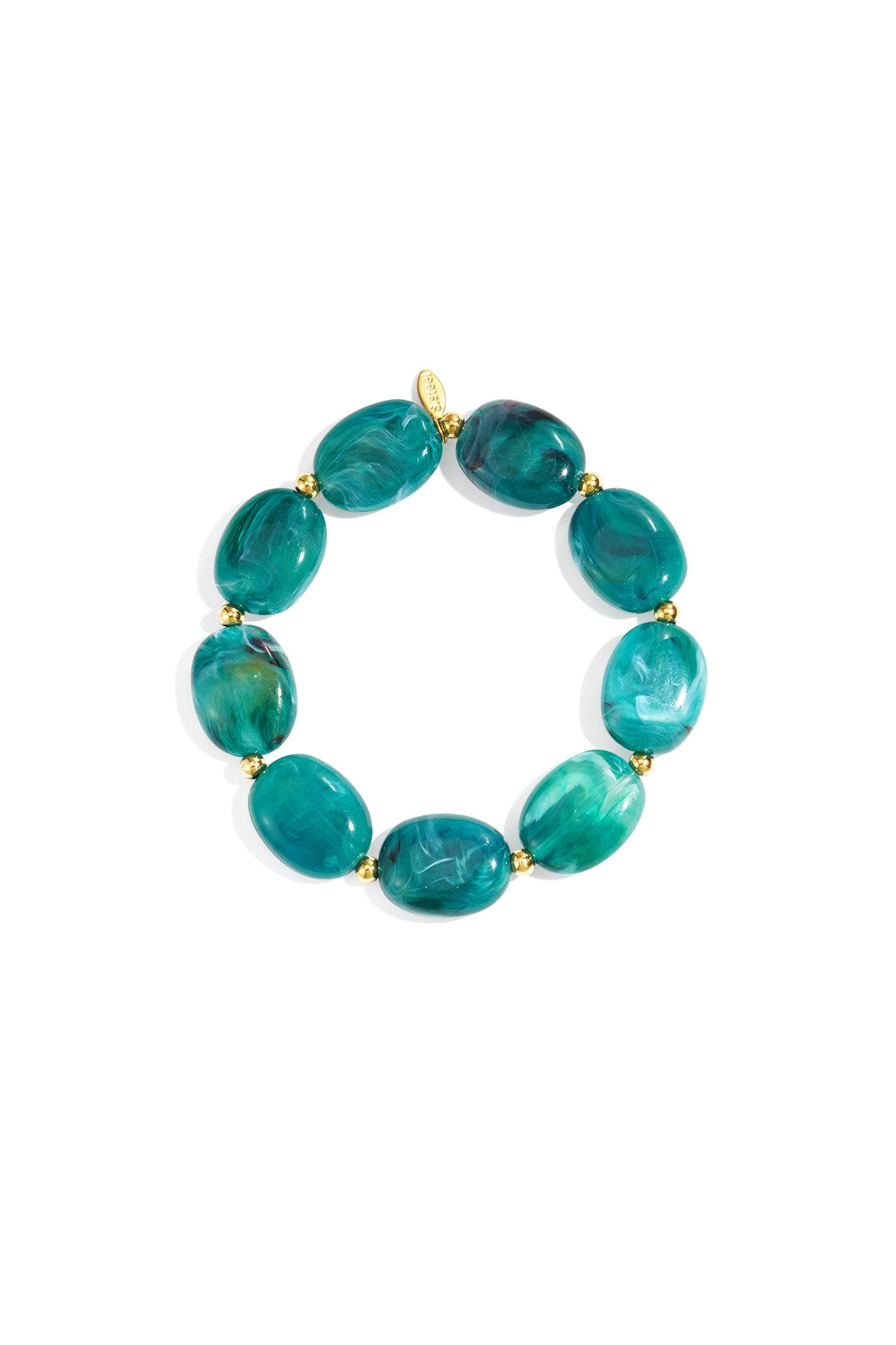 Beaded bracelet with oval and gold beads