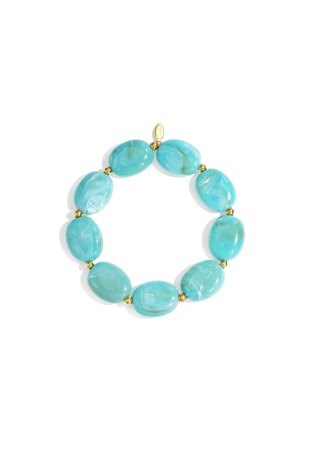 Beaded bracelet with oval and gold beads