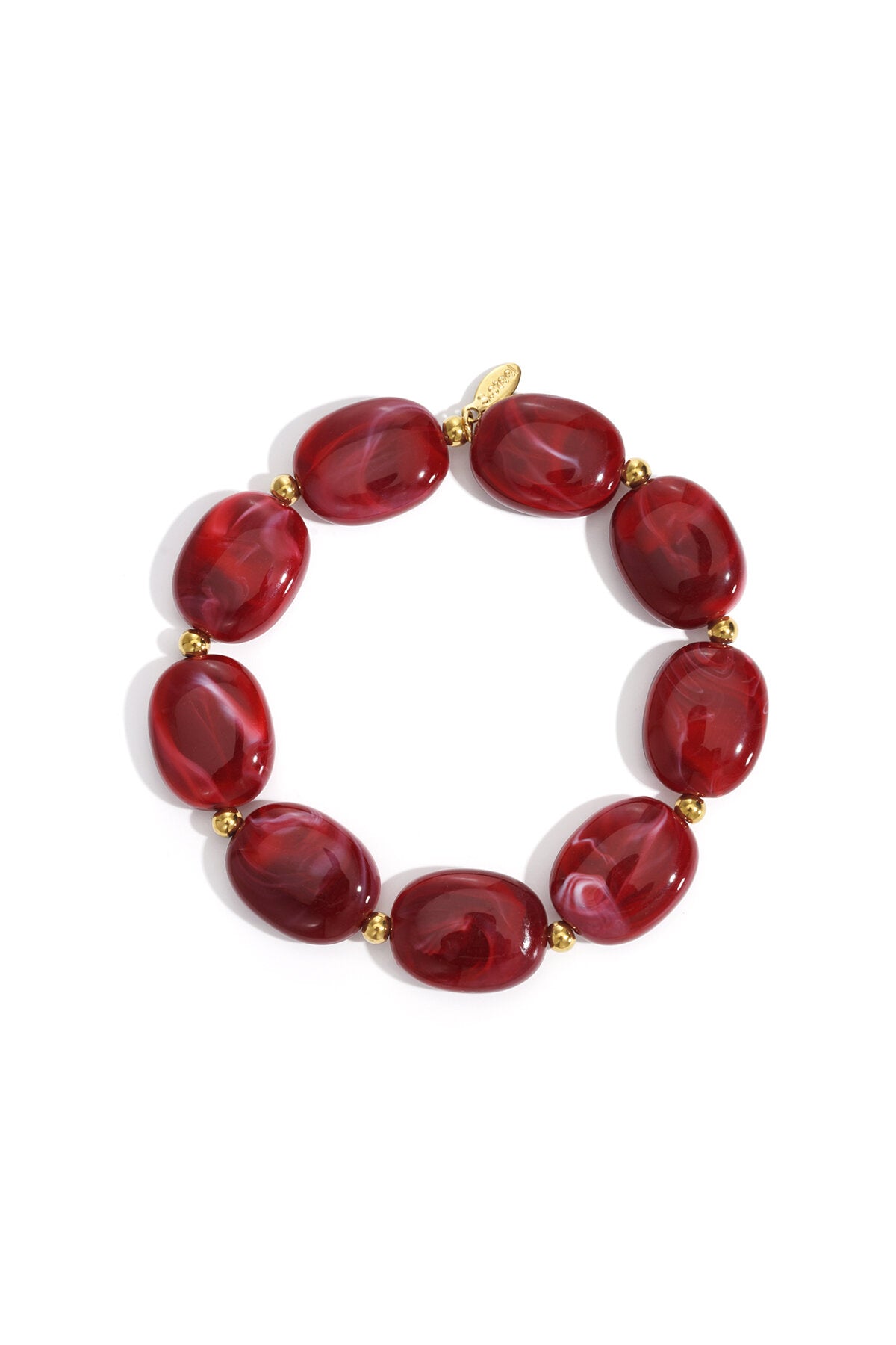 Beaded bracelet with oval and gold beads