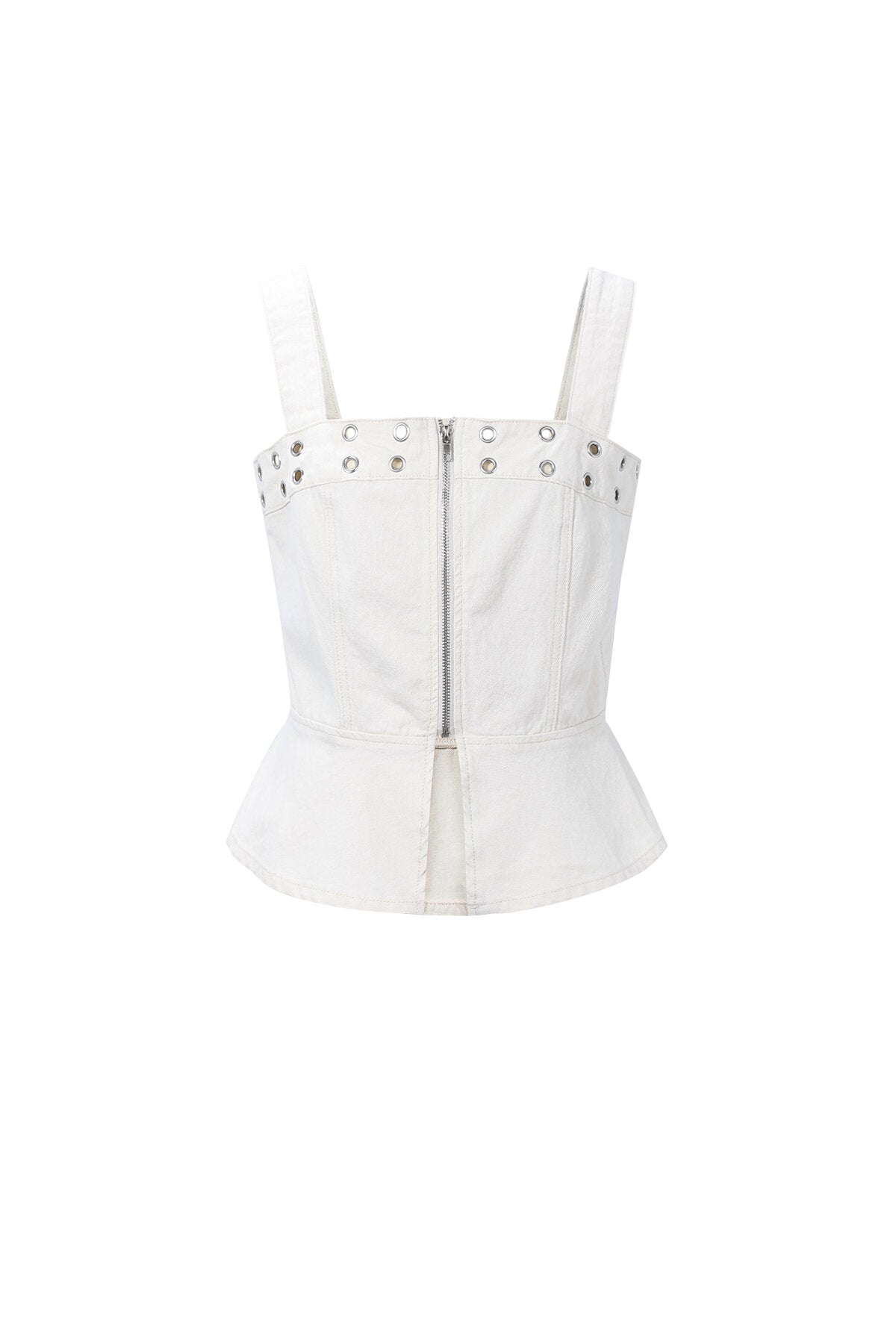 Eyelet Statement Denim Top