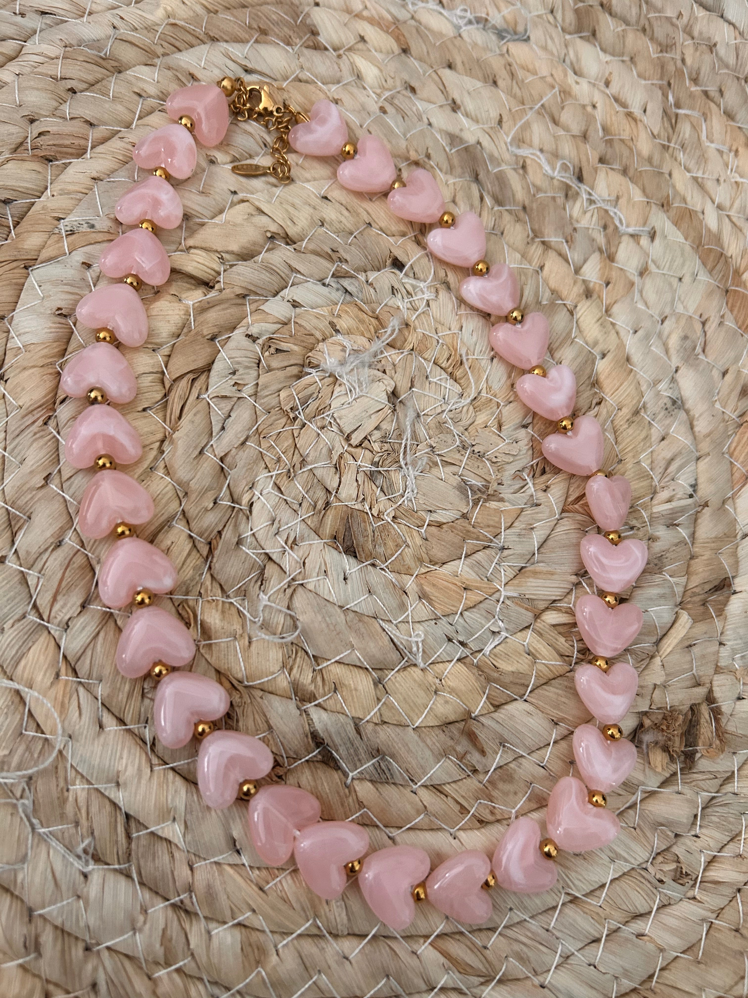 Heart necklace light pink