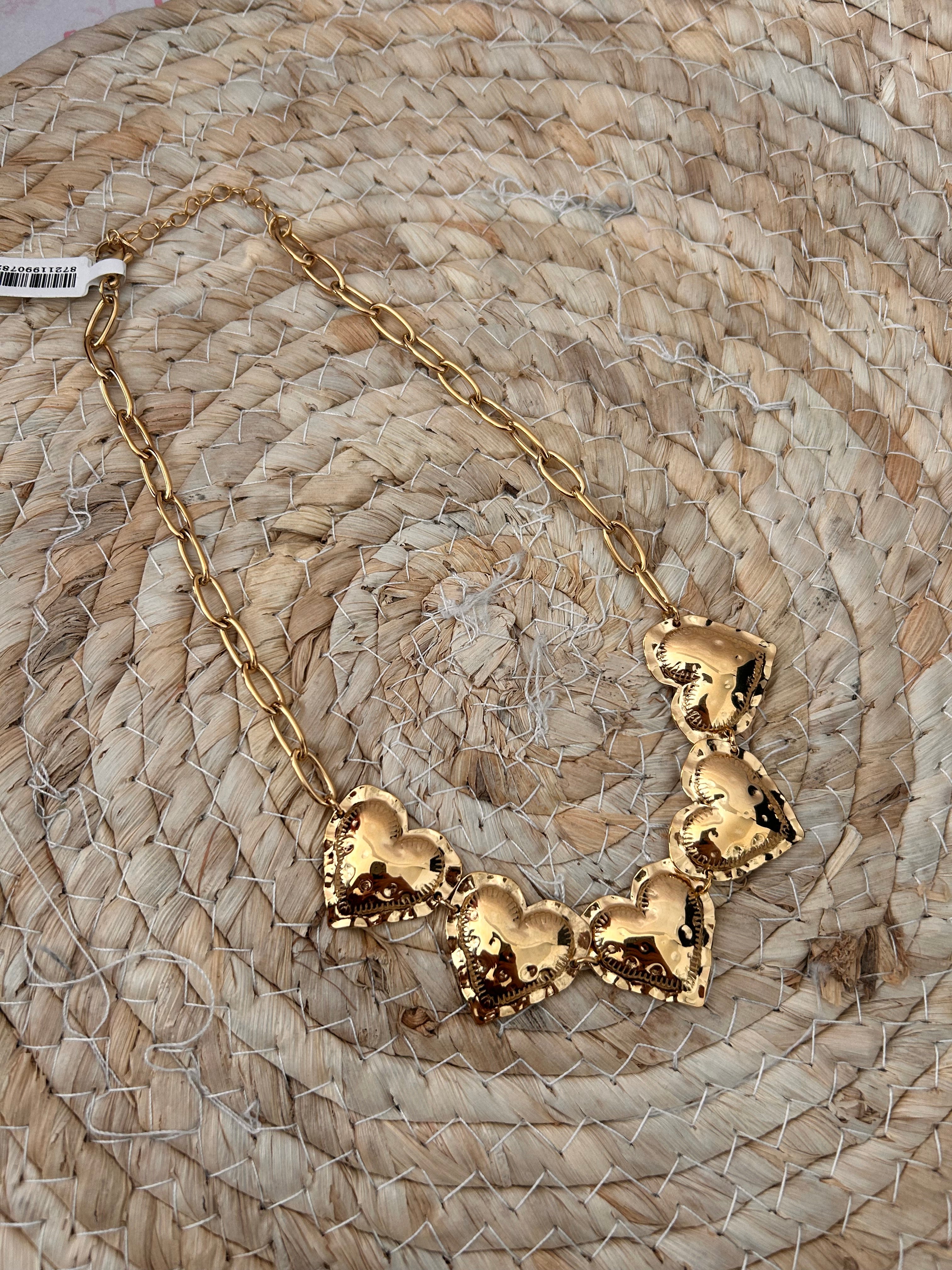 5 Heart Necklace gold